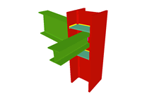 Column to beam moment connection with a simply connected orthogonal beam (continuous column)