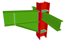 Column to beam moment connection with haunch and two simply connected orthogonal beams (continuous column)