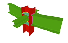 Column to two beam moment connection with two simply connected orthogonal beams (continuous column)