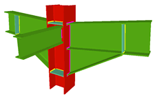 Column to two beam moment connection with haunches and a simply connected orthogonal beam (continuous column)