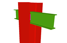 Column web to two beam simple connection (continuous column)