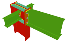 Column to beam bolted moment connection using front plate with two simply connected orthogonal beams using lateral plates
