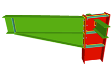 Column to beam bolted moment connection with haunch using front plate and two simply connected orthogonal beams using lateral plates