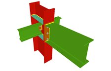 Column to beam bolted moment connection using front plate with two simply connected orthogonal beams using lateral plates (continuous column)