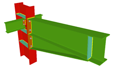 Column to beam bolted moment connection with haunch using front plate and two simply connected orthogonal beams using lateral plates (continuous column)
