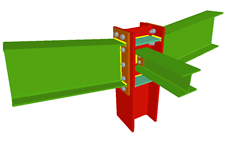 Column to two beam bolted moment connection with haunch using front plates and simply connected orthogonal beam using lateral plate