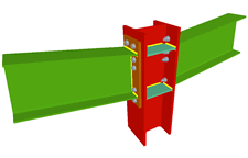 Column to two beam bolted moment connection using front plates (continuous column)