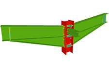 Column to two beam bolted moment connection with haunches using front plates and simply connected orthogonal beam using lateral plate (continuous column)