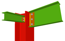 Column to beam bolted simple connection using lateral plate and with a simply connected orthogonal beam using lateral plate