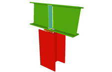 Continuous beam supported by column using simple lateral plate connection (beam web perpendicular to column web)